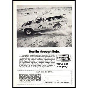 1974 Champion Spark Plugs Datsun Li'l Hustler Pickup Truck Vintage Print Ad Art